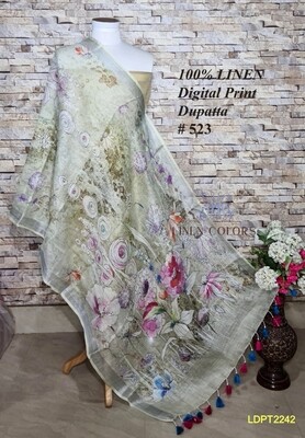 Multicolor linen dupatta with digital print Multicolor linen dupatta with digital print