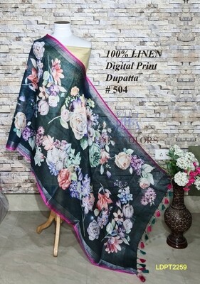 Multicolor linen dupatta with digital print Multicolor linen dupatta with digital print