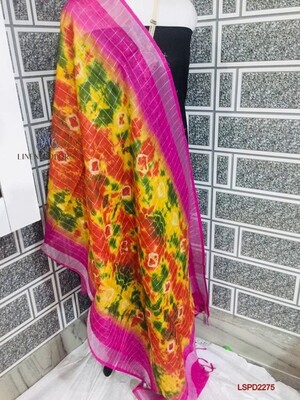 Linen Zari border mini checks design dupatta with beautiful new fancy Shibori printed design. Linen Zari border mini checks design dupatta with beautiful new fancy Shibori printed design.