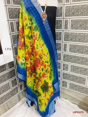 Linen Zari border mini checks design dupatta with beautiful new fancy Shibori printed design. Linen Zari border mini checks design dupatta with beautiful new fancy Shibori printed design.
