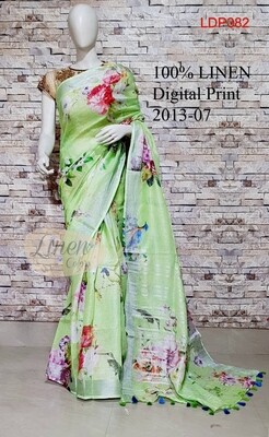 Multicolor Digital Printed Linen Saree Multicolor Digital Printed Linen Saree