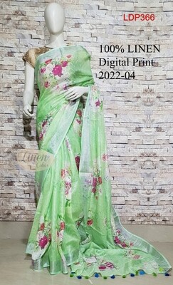 Multicolor Digital Printed Linen Saree Multicolor Digital Printed Linen Saree