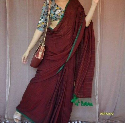 Traditional Khadi Saree with contrast border Traditional Khadi Saree with contrast border