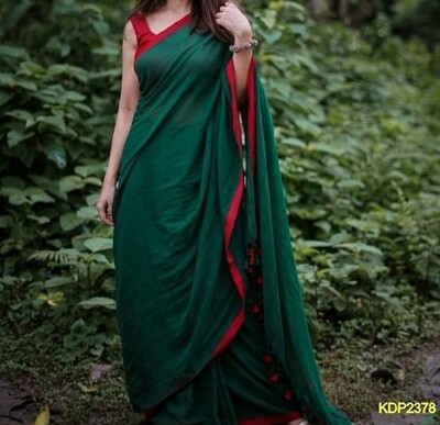 Traditional Khadi Saree with contrast border Traditional Khadi Saree with contrast border