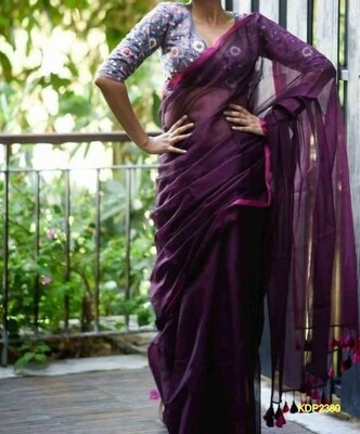 Traditional Khadi Saree with contrast border Traditional Khadi Saree with contrast border
