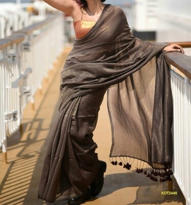 Exclusive Handloom Khadi Saree with all over zori checks Exclusive Handloom Khadi Saree with all over zori checks