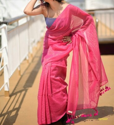 Exclusive Handloom Khadi Saree with all over zori checks Exclusive Handloom Khadi Saree with all over zori checks