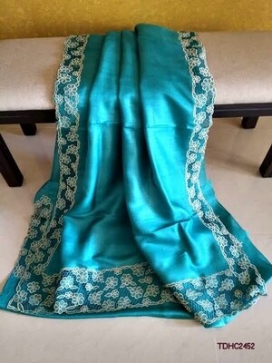 Elegant Tusser by Tusser saree with hand cut work design Elegant Tusser by Tusser saree with hand cut work design