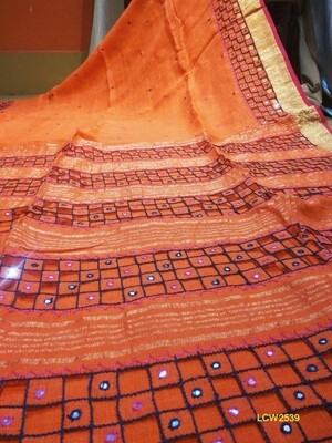 Linen Saree with new hand cut work design Linen Saree with new hand cut work design
