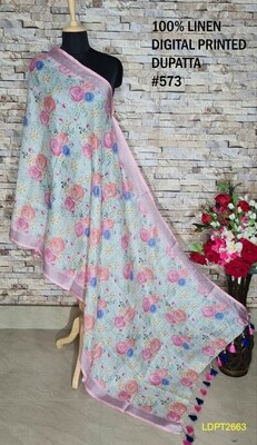 Multicolor linen dupatta with digital print Multicolor linen dupatta with digital print