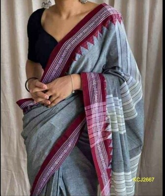 Handloom Cotton Khadi saree with jacquard weaving Handloom Cotton Khadi saree with jacquard weaving