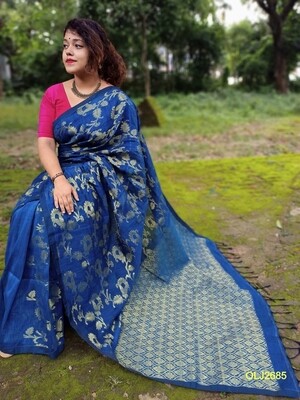 Handwoven Organic Linen Jamdani Saree Handwoven Organic Linen Jamdani Saree