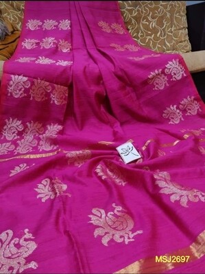 Mutka Silk Jamdani saree with all over hand woven zori work Mutka Silk Jamdani saree with all over hand woven zori work