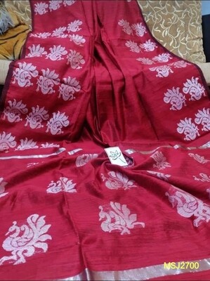 Mutka Silk Jamdani saree with all over hand woven zori work Mutka Silk Jamdani saree with all over hand woven zori work