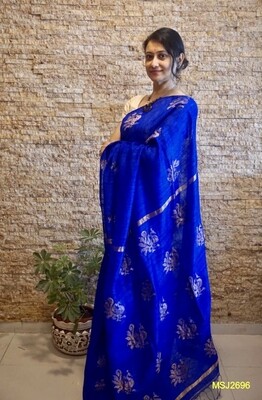 Mutka Silk Jamdani saree with all over hand woven zori work Mutka Silk Jamdani saree with all over hand woven zori work