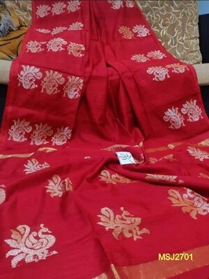 Mutka Silk Jamdani saree with all over hand woven zori work Mutka Silk Jamdani saree with all over hand woven zori work
