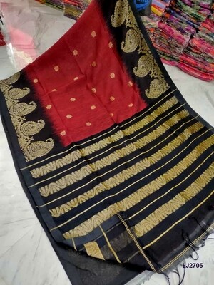 Hand woven Aam Kolka Jamdani Linen Saree Hand woven Aam Kolka Jamdani Linen Saree