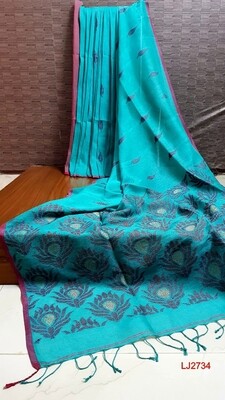 Elegant  hand woven linen jamdani saree