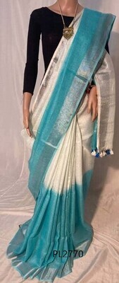 Tie and dye linen saree with Zari border