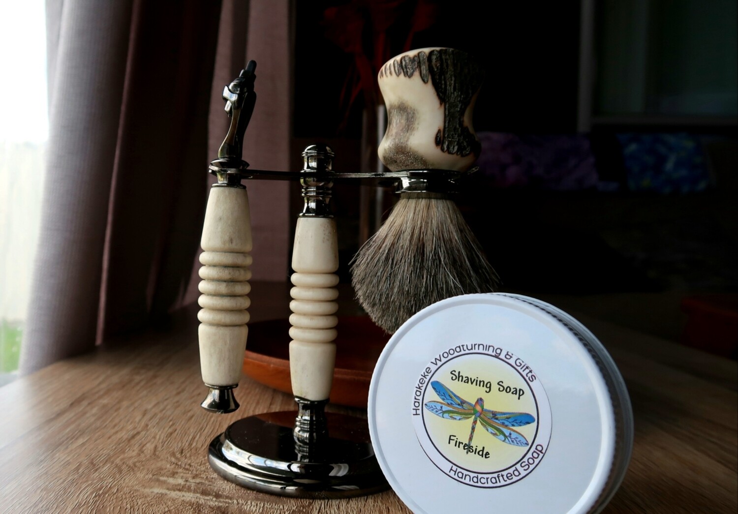 Moose Antler Artisan Classic Razor and Shaving Brush Stand