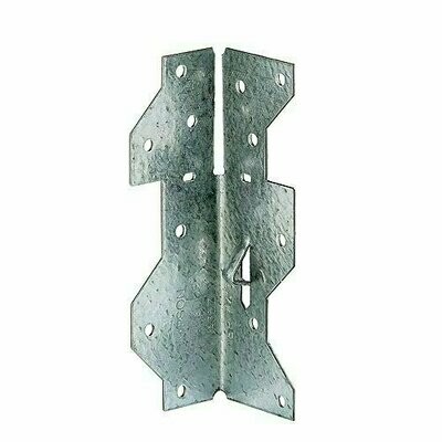 Simpson Strong‑Tie A34Z angle with ZMAX galvanized coating and pre‑punched holes for exterior 90‑degree connections.