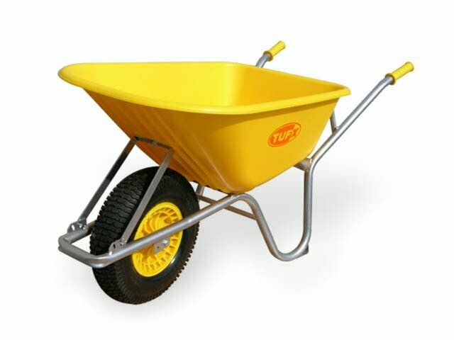 YELLOW POLY INFLATABLE TIRE WHEELBARROW