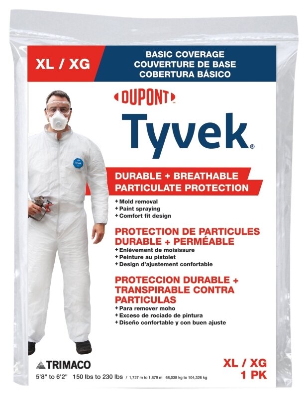 TYVEK COVERALL NO HOOD HEAVY DUTY XL