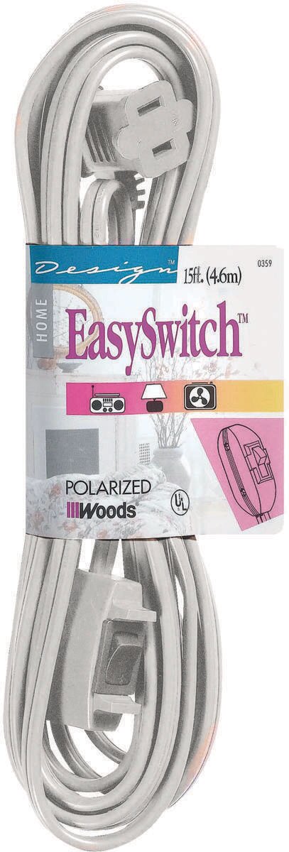 15' SWITCH CORD WHITE 16/2 0359W