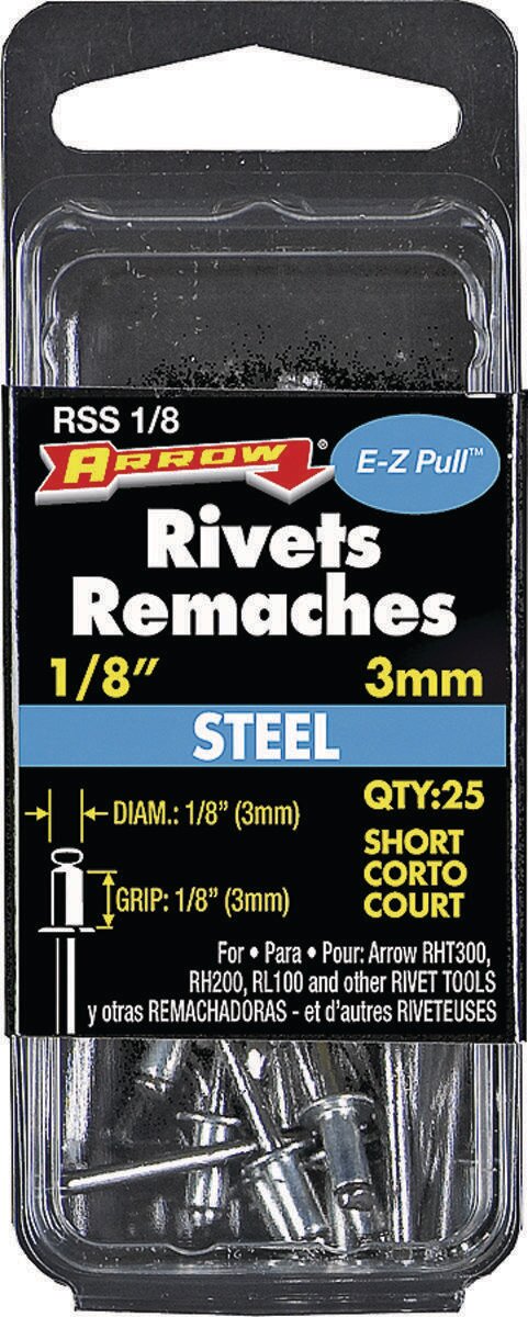 1/8 STEEL RIVETS 25PK SHORT