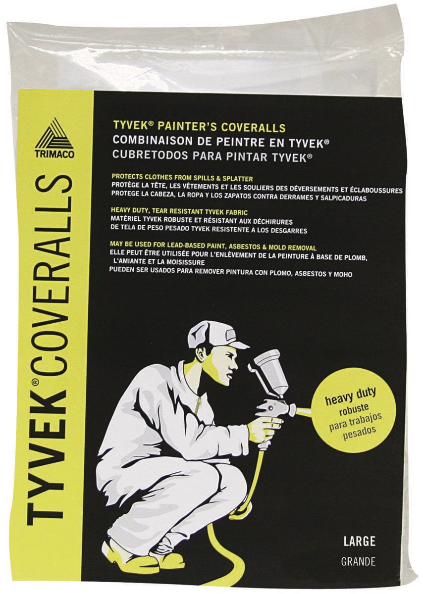 TYVEK COVERALL LARGE NO HOOD