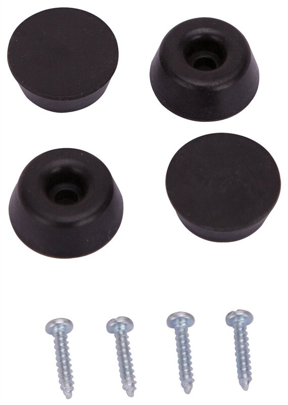 SCREW ON BUMPERS 1" BLACK 4PK