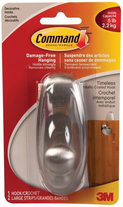 3M STICK ON HOOK BRUSHED NICKLE
