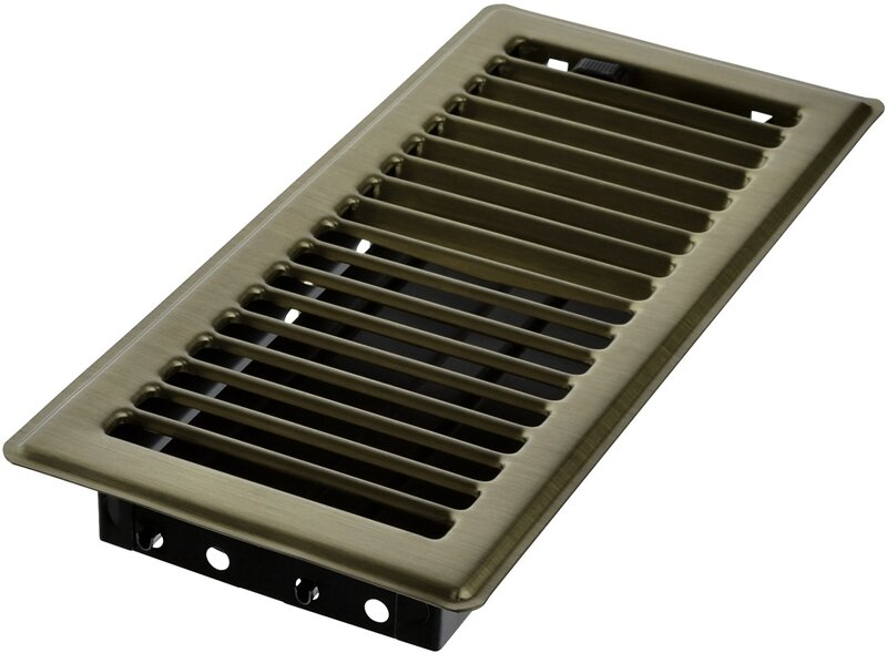 4" X 10" Metal Floor Register Antique Brass
