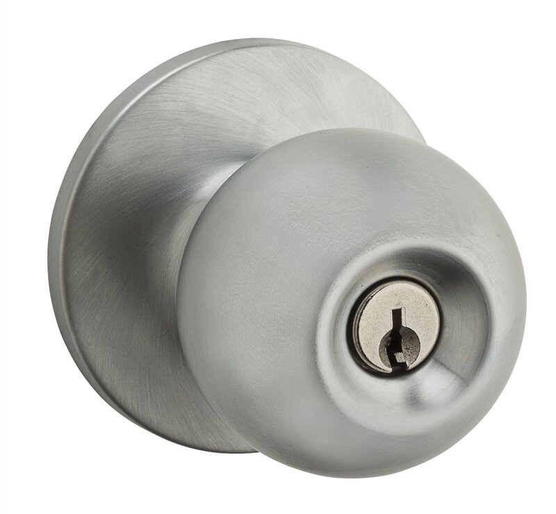WEISER KEYED SATIN CHROME ENTRY KNOB