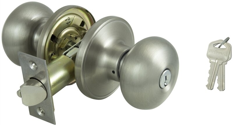 KEYED ALIKE SATIN NICKEL ENTRY KNOB