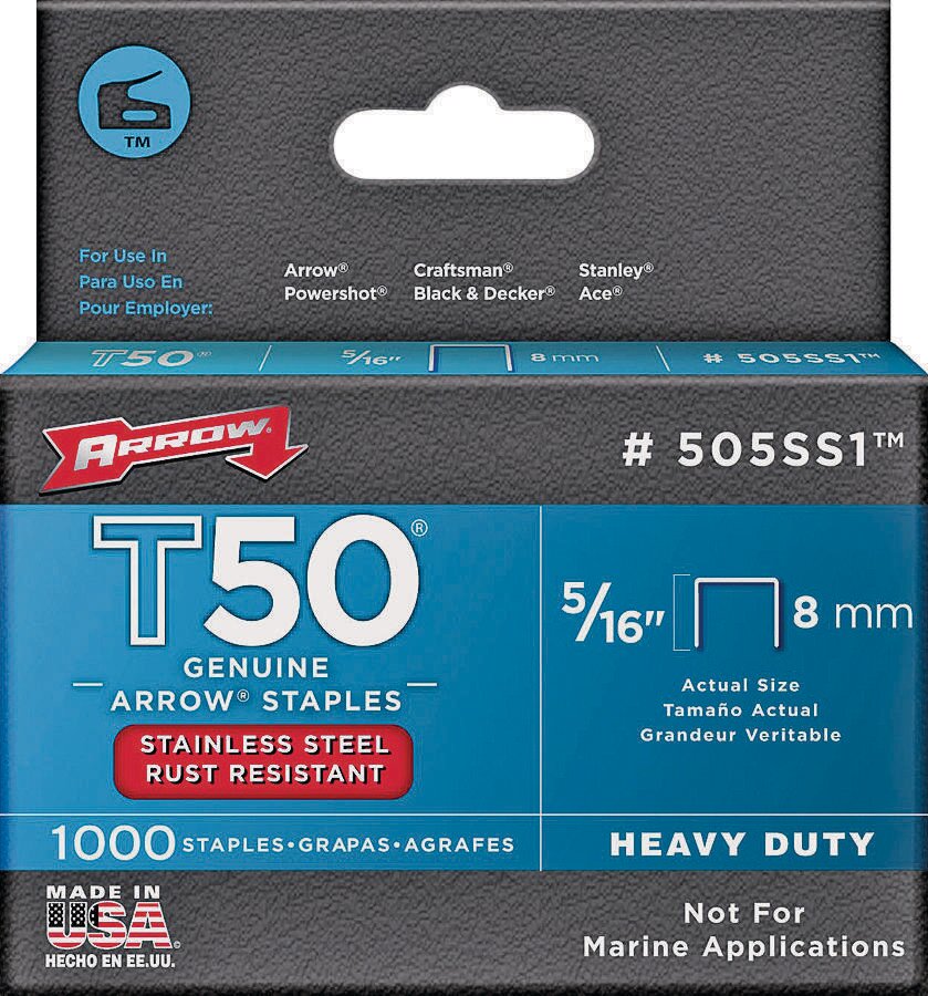 5/16" ARROW T50 STAPLES STAINLESS