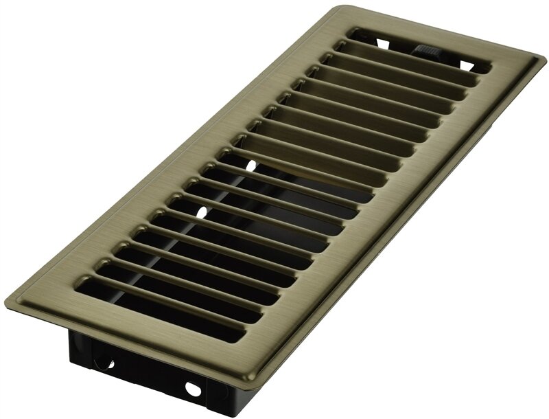 3" X 10" Metal Floor Register Antique Brass