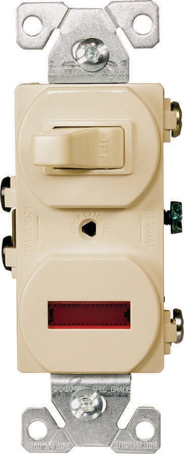 DUPLEX COMBO SWITCH AND LIGHT ALMOND
