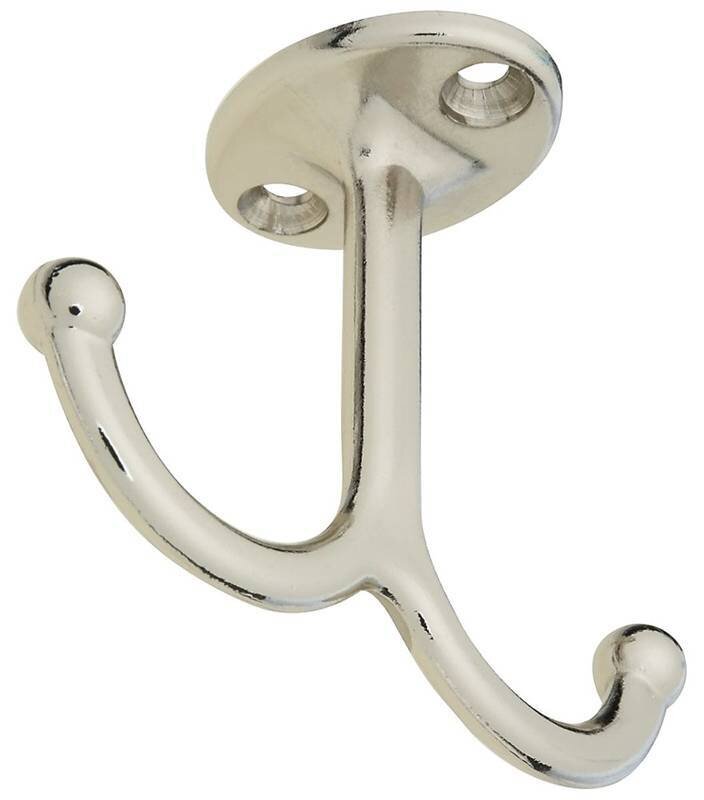 UNDERSHELF COAT HOOKS NICKEL 2PK