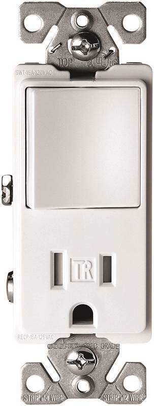 Decora Switch-Outlet White 15A COMB