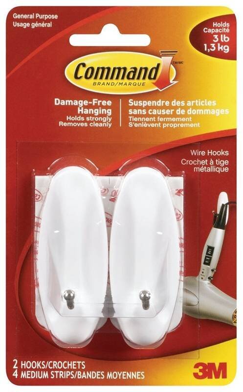 3M STICK ON WIRE HOOKS 2PK