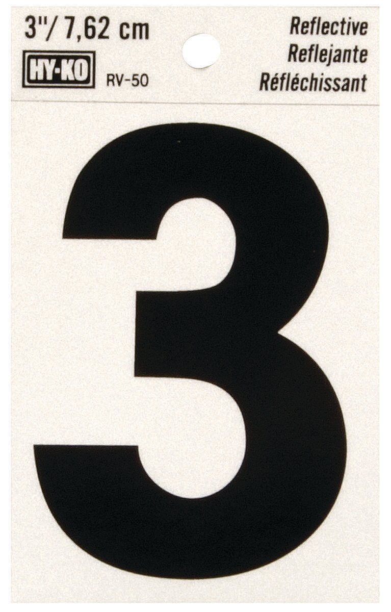 #3 3" BLACK NUMBER STICKER