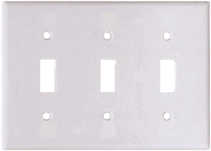 3 GANG TOGGLE PLATE WHITE