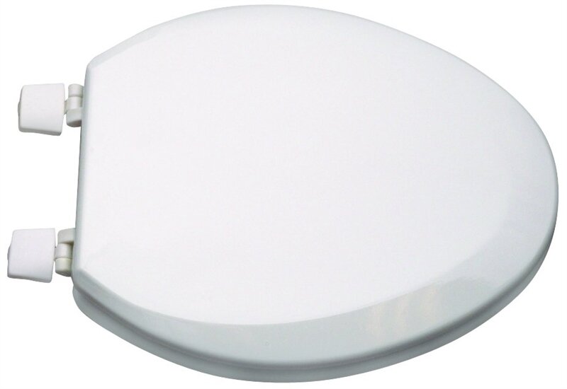 Toilet Seat Elongated White Wooden Lid