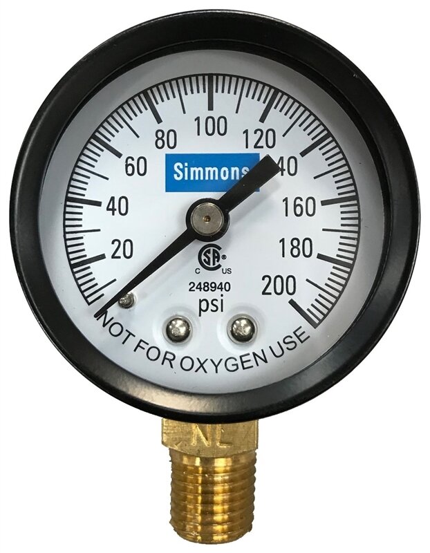 Simmons 1/4" Pressure Gauge