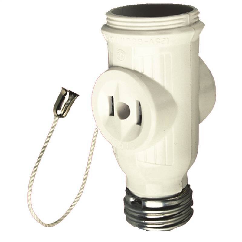 PULL CHAIN TAP WHITE W OUTLETS