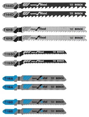 Bosch Wood and Metal Cutting T-Shank Jig Saw Blade Set 10 PK