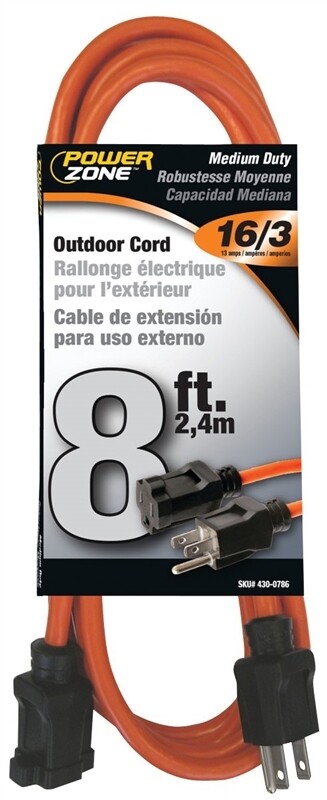 POWERZONE 8' 16/3 EXTENSION CORD