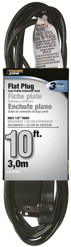 3M 16/2 FLAT PLUG EXTENSION CORD BLACK