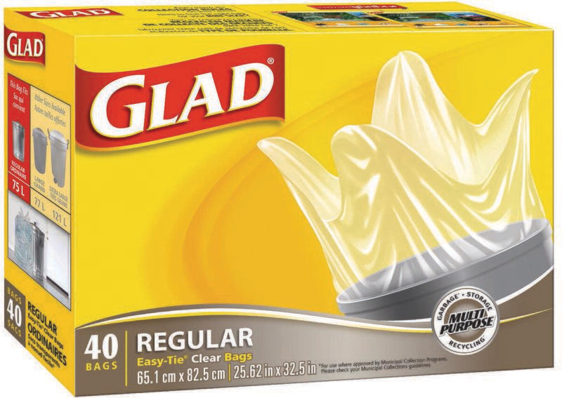 GLAD EASY TIE BAGS 25"X32" CLEAR 4PC
